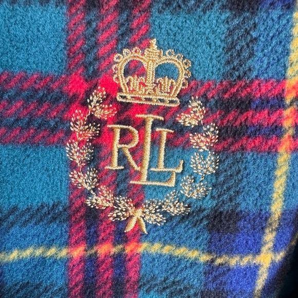 Lauren Ralph Lauren Tartan Plaid Fleece Nightdress Long Sleeve Crest Logo Pocket - Picture 4 of 14